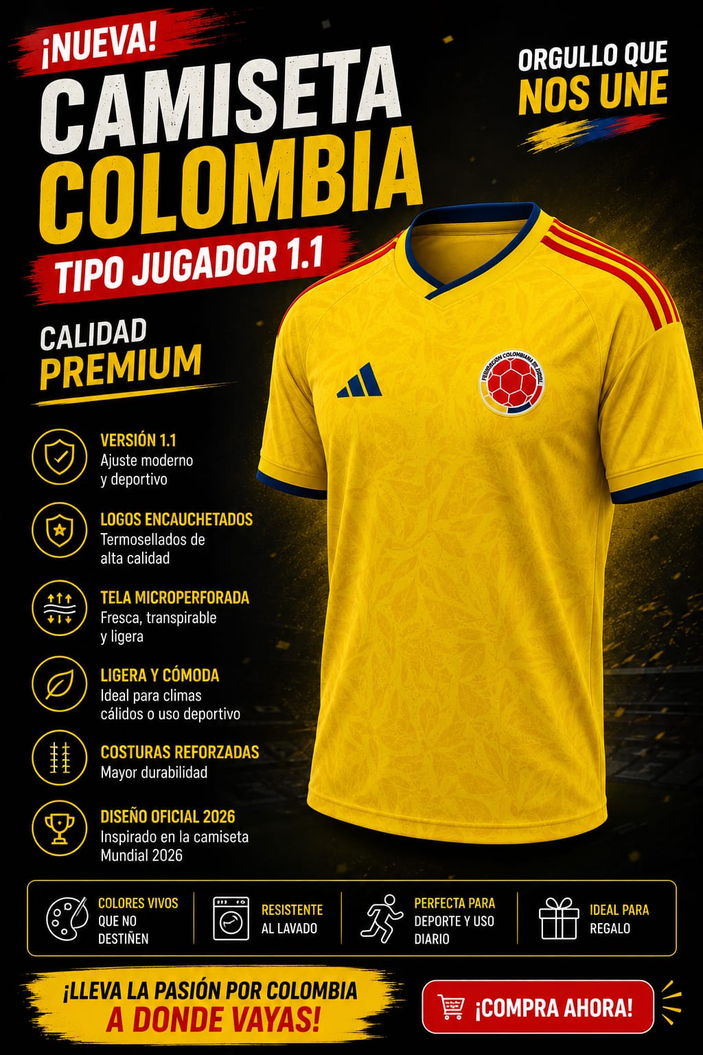 CAMISETA DE LA SELECCIÓN COLOMBIA